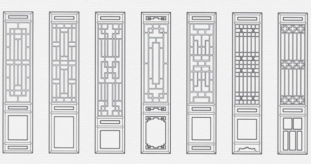 博白常用中式仿古花窗图案隔断设计图